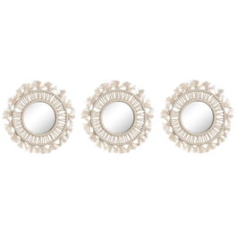 Ensemble de miroirs Home ESPRIT Blanc Boho 20 x 1 x 20 cm (3 Pièces)