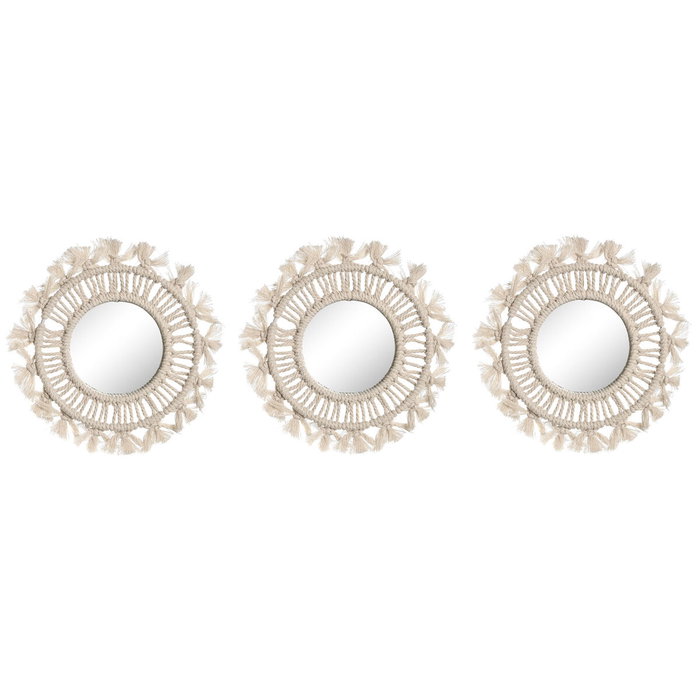 Ensemble de miroirs Home ESPRIT Blanc Boho 20 x 1 x 20 cm (3 Pièces) Ensemble de miroirs Home ESPRIT Blanc Boho 20 x 1 x 20 cm (3 Pièces)