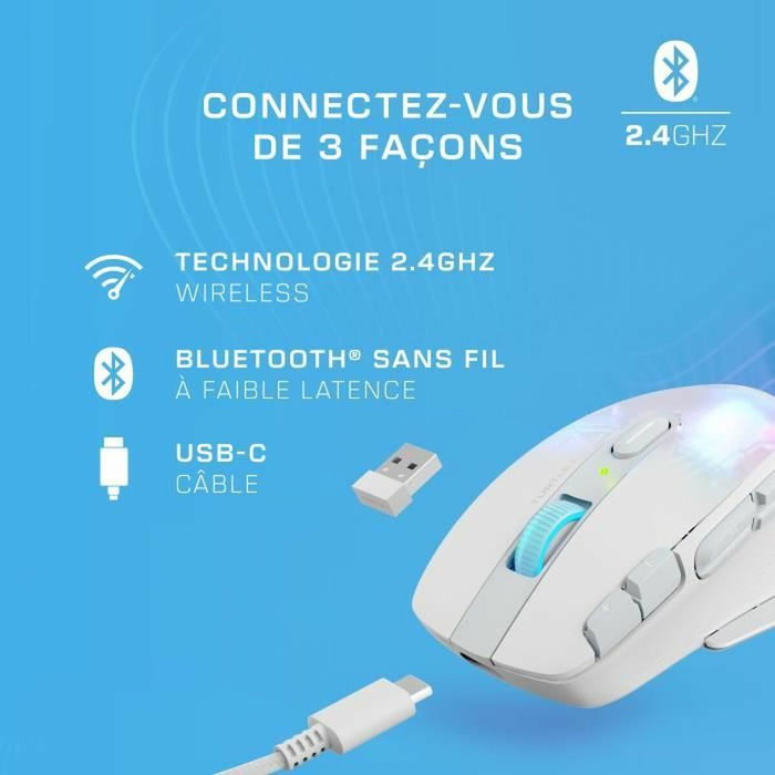 Turtle Beach Kone XP Air - Souris gaming sans fil avec station de charge - Blanc