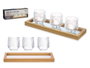 Giftdecor Centre de Table Plateau Miroir 3 Porte-Bougies Doré Transparent Plastique Verre 36x9x12 cm (Set de 4)