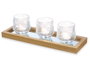 Giftdecor Centre de Table Plateau Miroir 3 Porte-Bougies Doré Transparent Plastique Verre 36x9x12 cm (Set de 4)