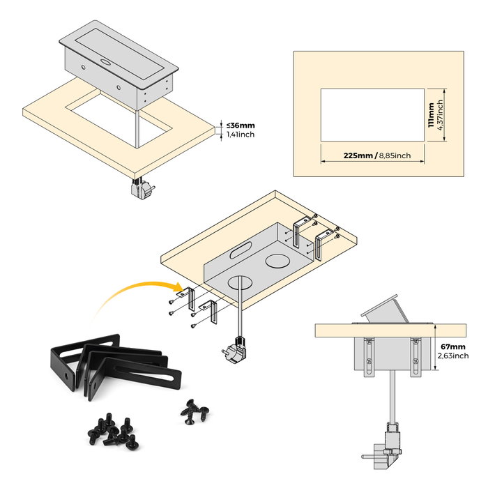 Emuca Atom 26 Lite Multiconnecteur pour bureau Blanc