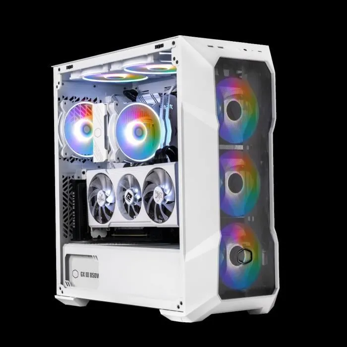 Cooler Master TD500 Mesh White Boîtier PC Blanc avec 3 Ventilateurs ARGB, USB 3.2 Gen 2 Type C
