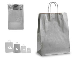PINCELLO Sac de papier kraft argenté de taille moyenne