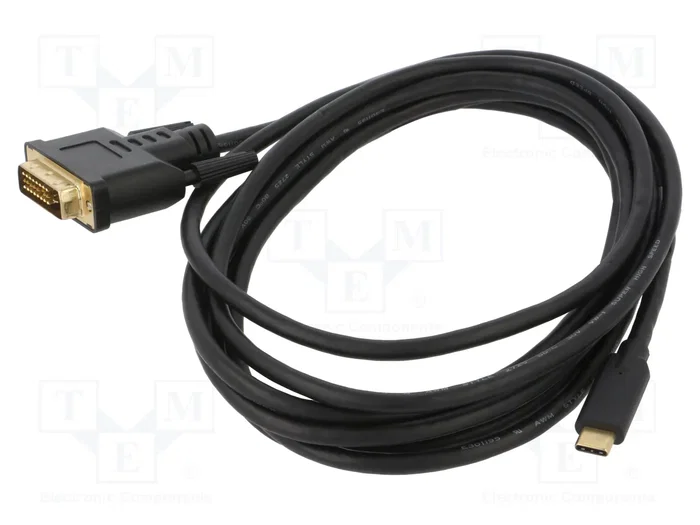LANBERG Adaptateur USB 3.1 vers DVI-D (24+1) et USB C, 3m, Doré LANBERG Adaptateur USB 3.1 vers DVI-D (24+1) et USB C, 3m, Doré