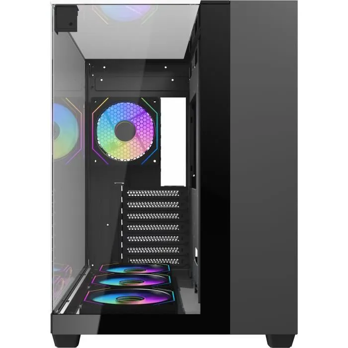 Darkflash TH285 - Boîtier PC moyen tour ATX noir avec 4 ventilateurs A-RGB 120mm, 3 panneaux en verre trempé et connecteurs USB 3.0/HD Audio