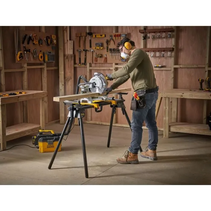 Stanley Fatmax FME790-XJ Piétement pour scie à onglet radiale, extensible de 1,1 à 2,06 m, capacité 180 kg