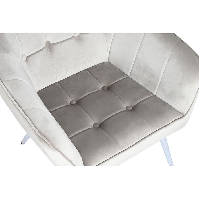 Siège Home ESPRIT Gris Crème Doré Argenté Polyester Métal 74 x 74 x 90 cm 74 x 67 x 90 cm