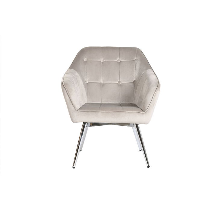 Siège Home ESPRIT Gris Crème Doré Argenté Polyester Métal 74 x 74 x 90 cm 74 x 67 x 90 cm