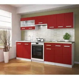 ULTRA - Meuble haut de cuisine 60 cm de large - Caisson avec 2 portes et étagère - Mélaminé rouge mat - L 60 x P 31 x H 55 cm