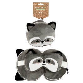 PUCKATOR Almohada viaje antifaz Mapache Relaxeazzz