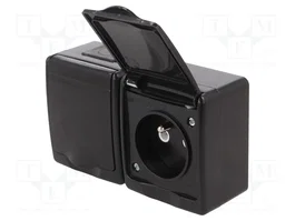 PAWBOL Socle d'alimentation AC noir 2P+PE 16A IP44