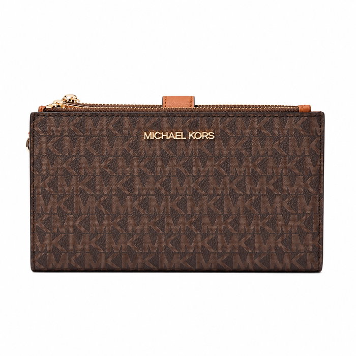 Michael Kors Portefeuille Jet Set Travel 35F8GTVW0B-BROWN Marron en Toile Michael Kors Portefeuille Jet Set Travel 35F8GTVW0B-BROWN Marron en Toile