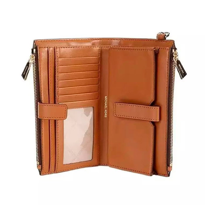 Michael Kors Portefeuille Jet Set Travel 35F8GTVW0B-BROWN Marron en Toile Michael Kors Portefeuille Jet Set Travel 35F8GTVW0B-BROWN Marron en Toile