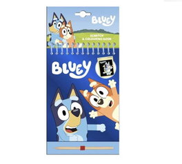 Cerdá - Set de papeterie Scratch Book Bluey - Livre à gratter - Dimensions 14.0 x 20.5 x 1.0 cm - Couleur Bleu - À partir de 3 ans