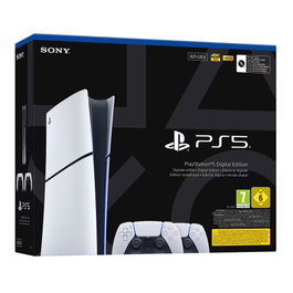 Sony PlayStation 5 Slim Digital Edition 825Go - Pack avec 2 manettes DualSense V3, Noir et Blanc
