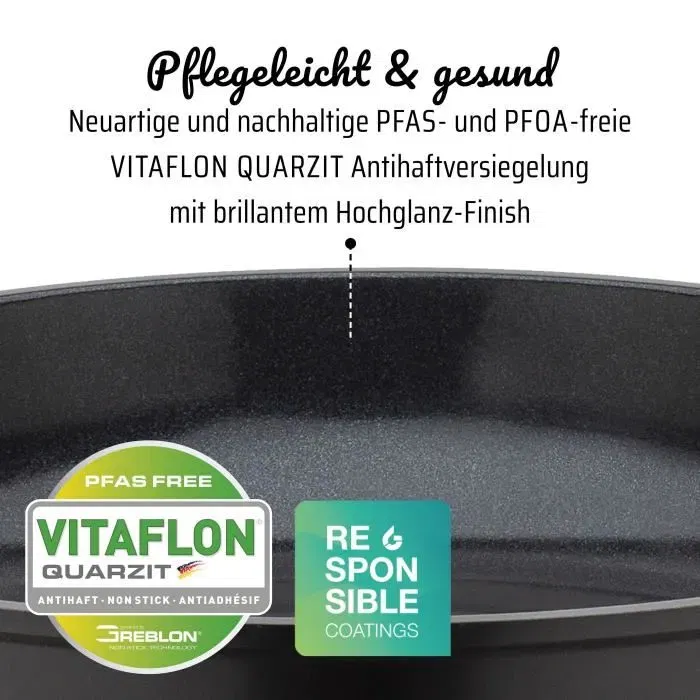 GSW Poêle NATURAL FIT 24 cm en fonte d'aluminium 100% recyclée sans PFAS - Revêtement GREBLON CK2, manche SOFTTOUCH - Compatible induction