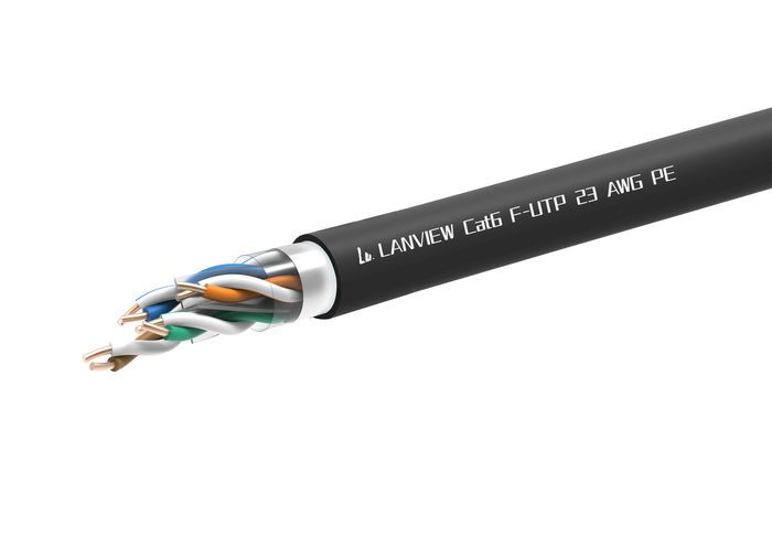 Lanview Câble extérieur Cat6 F-UTP 4x2xAWG23 PE Noir 305m Lanview Câble extérieur Cat6 F-UTP 4x2xAWG23 PE Noir 305m