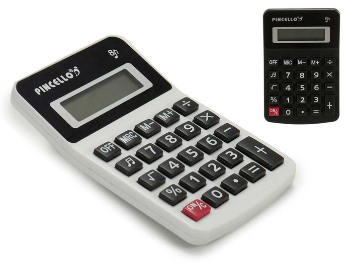 Pincello Calculatrice Compacte 8 Chiffres Bicolore Blanc Noir 7x2x11cm Plastique avec Pile AG10 (Set de 36) Pincello Calculatrice Compacte 8 Chiffres Bicolore Blanc Noir 7x2x11cm Plastique avec Pile AG10 (Set de 36)