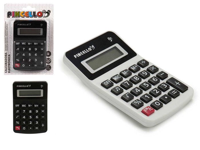 Pincello Calculatrice Compacte 8 Chiffres Bicolore Blanc Noir 7x2x11cm Plastique avec Pile AG10 (Set de 36) Pincello Calculatrice Compacte 8 Chiffres Bicolore Blanc Noir 7x2x11cm Plastique avec Pile AG10 (Set de 36)