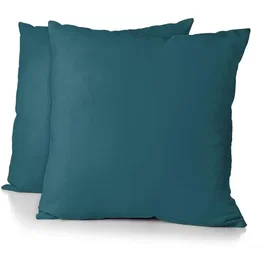 Home Linge Passion Lot de 2 taies d'oreiller carré 63x63 cm Microfibre Bleu canard