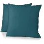 Home Linge Passion HP72088 Lot de 2 Taies d'Oreiller Carrées 63x63 cm Microfibre Bleu Canard