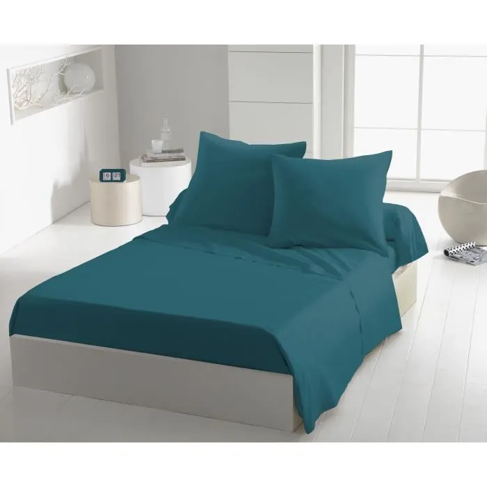 Home Linge Passion HP72088 Lot de 2 Taies d'Oreiller Carrées 63x63 cm Microfibre Bleu Canard
