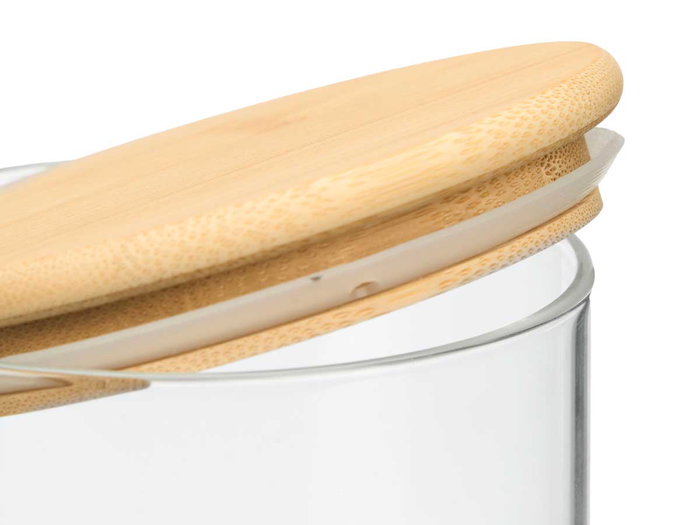 VIVALTO Bocal rond en borosilicate avec couvercle en bambou, 800 ml VIVALTO Bocal rond en borosilicate avec couvercle en bambou, 800 ml