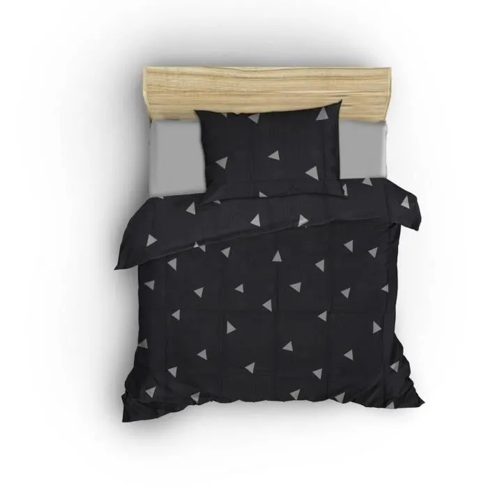 Parure de lit 240 x 220 cm - 1 housse de couette + 2 taies d'oreiller 60x60 cm - 65% coton 35% polyester - Gris et blanc - 120 fils Parure de lit 240 x 220 cm - 1 housse de couette + 2 taies d'oreiller 60x60 cm - 65% coton 35% polyester - Gris et blanc - 120 fils