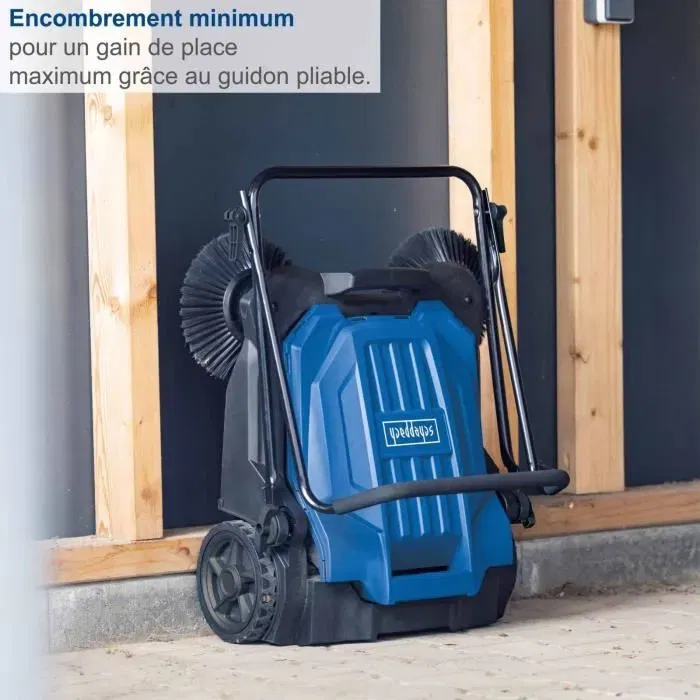 Scheppach Balayeuse S800 - Largeur de balayage 650 mm, bac 20 L, système 3 brosses pour nettoyage efficace jusqu'à 2600 m²