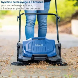 Scheppach Balayeuse S800 - Largeur de balayage 650 mm, bac 20 L, système 3 brosses pour nettoyage efficace jusqu'à 2600 m²