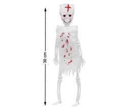 Esqueleto Colgante Enfermero Sangriento 30 cm - Déguisement et décoration d'Halloween macabre