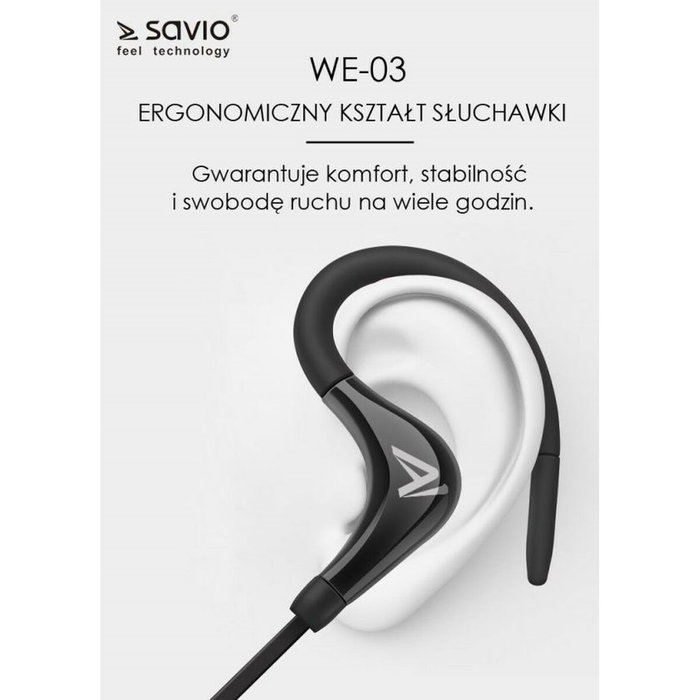 SAVIO Casque sans fil intra-auriculaire WE-03 noir