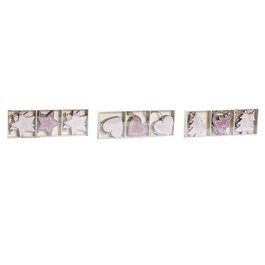Décoration Suspendue DKD Home Decor Rose Rose clair Bois 6,5 x 1 x 6,5 cm (9 Pièces) (3 Unités)