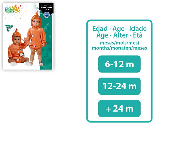 Deguisement bebe poisson orange avec capuche et nageoire, combinaison entiere unisexe 12-24 mois, polyester