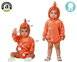 Deguisement bebe poisson orange avec capuche et nageoire, combinaison entiere unisexe 12-24 mois, polyester