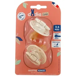 Dodie - GAIA - Sucettes en caoutchouc rondes - Motif Grain de sable - Pour bébés de 0 à 6 mois