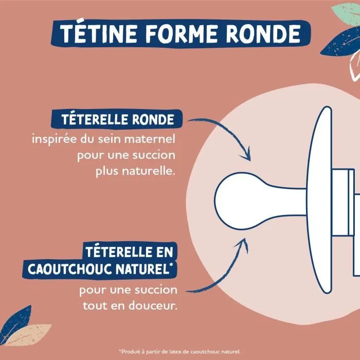 Dodie - GAIA - Sucettes en caoutchouc rondes - Motif Grain de sable - Pour bébés de 0 à 6 mois