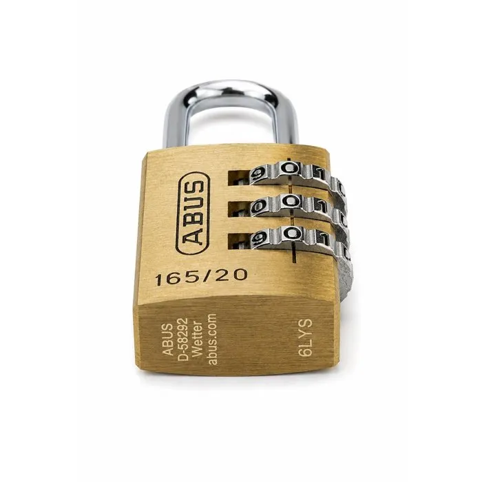 Abus Cadenas à combinaison 165/20 en laiton massif avec anse en acier