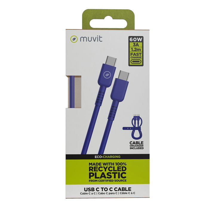 Câble USB-C vers USB-C Muvit for Change Bleu 1,2 m Câble USB-C vers USB-C Muvit for Change Bleu 1,2 m