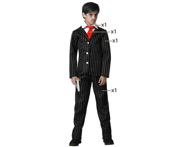 Atosa Costume de Fantôme Noir à Rayures avec Cravate Rouge pour Enfant Atosa Costume de Fantôme Noir à Rayures avec Cravate Rouge pour Enfant