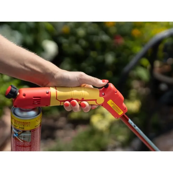 Rothenberger Brûleur désherbeur Premium bec large, allumage automatique piezo, 990°C, ø40 mm, rouge et jaune, désherbage ciblé écologique sans produits chimiques