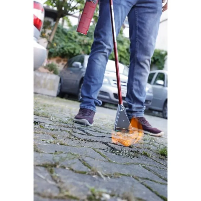 Rothenberger Brûleur désherbeur Premium bec large, allumage automatique piezo, 990°C, ø40 mm, rouge et jaune, désherbage ciblé écologique sans produits chimiques