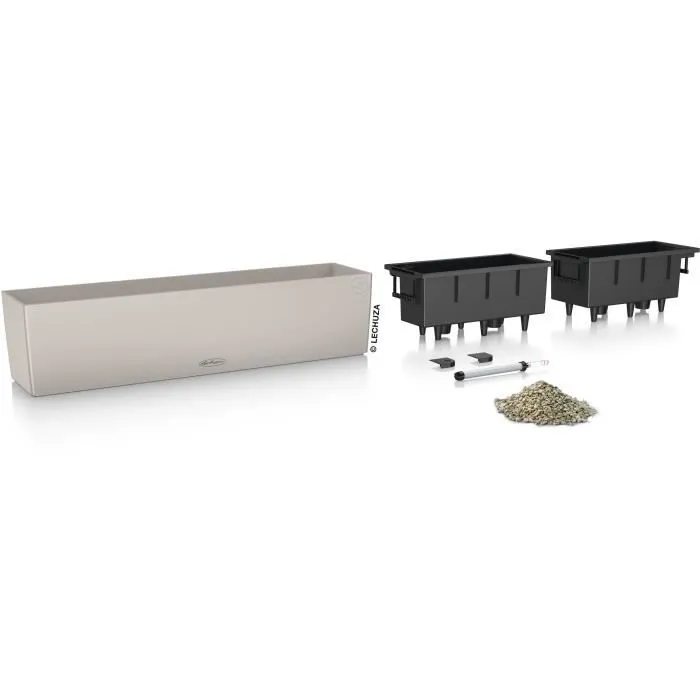 Lechuza Jardinière Balconera 80 - Brun Sable, 79 x 19 x 19 cm, 12 L, Kit Complet pour Balcon et Extérieur, Fixation Rampe