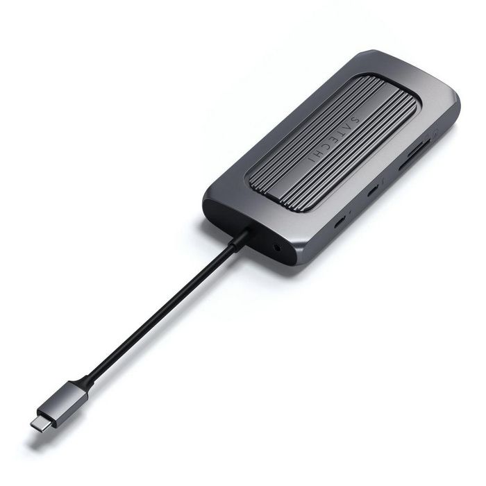 Satechi - Adaptateur multiport USB-C MX pour Mac M1 - Dual 4K HDMI 60Hz, PD 100W, Gigabit LAN, USB-C, 2x USB-A 3.0, lecteur Micro/SD, jack 3.5mm