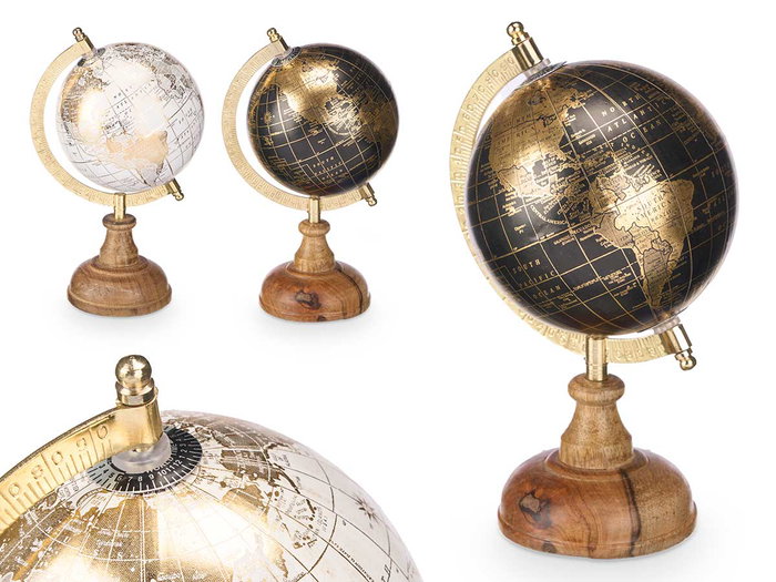 Giftdecor Globe Terrestre 12,5 cm Or Bois Plastique Fer Blanc Noir 15x24,5x13 cm (Set de 12) Giftdecor Globe Terrestre 12,5 cm Or Bois Plastique Fer Blanc Noir 15x24,5x13 cm (Set de 12)