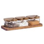 Andrea House Ensemble de 3 Sucriers en Verre et Acacia avec Plateau
