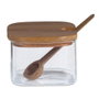 Andrea House Ensemble de 3 Sucriers en Verre et Acacia avec Plateau