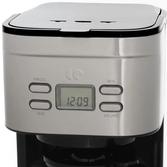 Continental Edison Cafetière Filtre Programmable Inox 1.5L 900W avec Minuteur Digital et Écran LCD