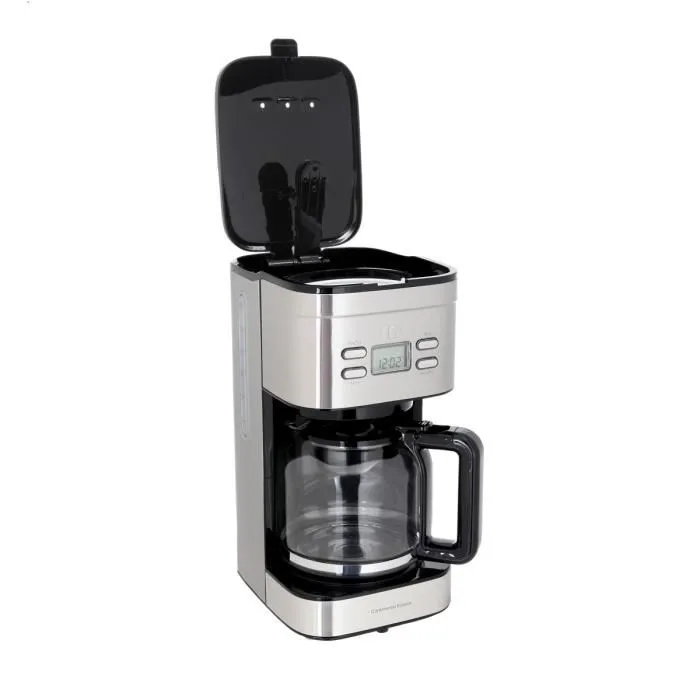 Continental Edison Cafetière Filtre Programmable Inox 1.5L 900W avec Minuteur Digital et Écran LCD